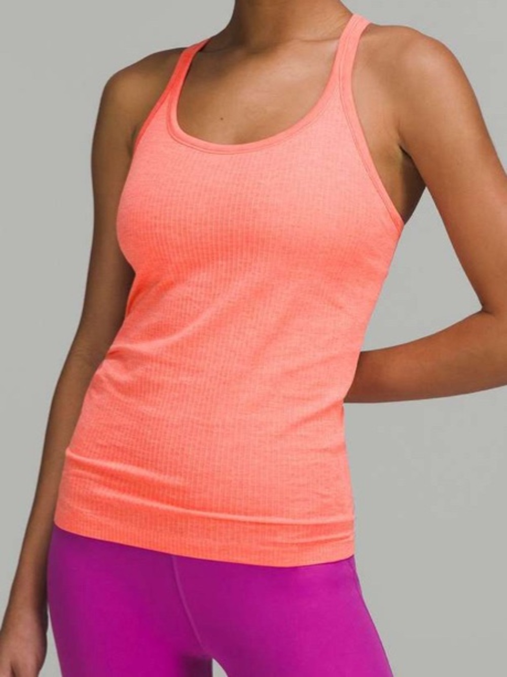LULULEMON EBB TO STREET RACER BUILT-IN YOGA WORKOUT TANK CORAL SZ 6-8